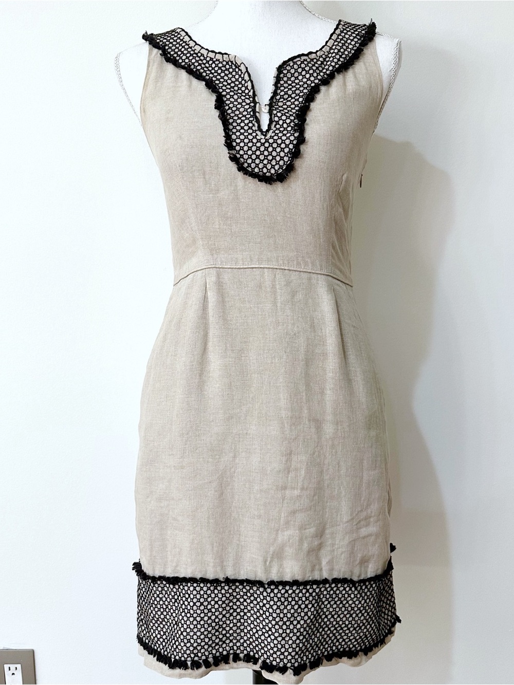 J. Crew Linen Tassel Sheath Sleeveless Dress Size 2
